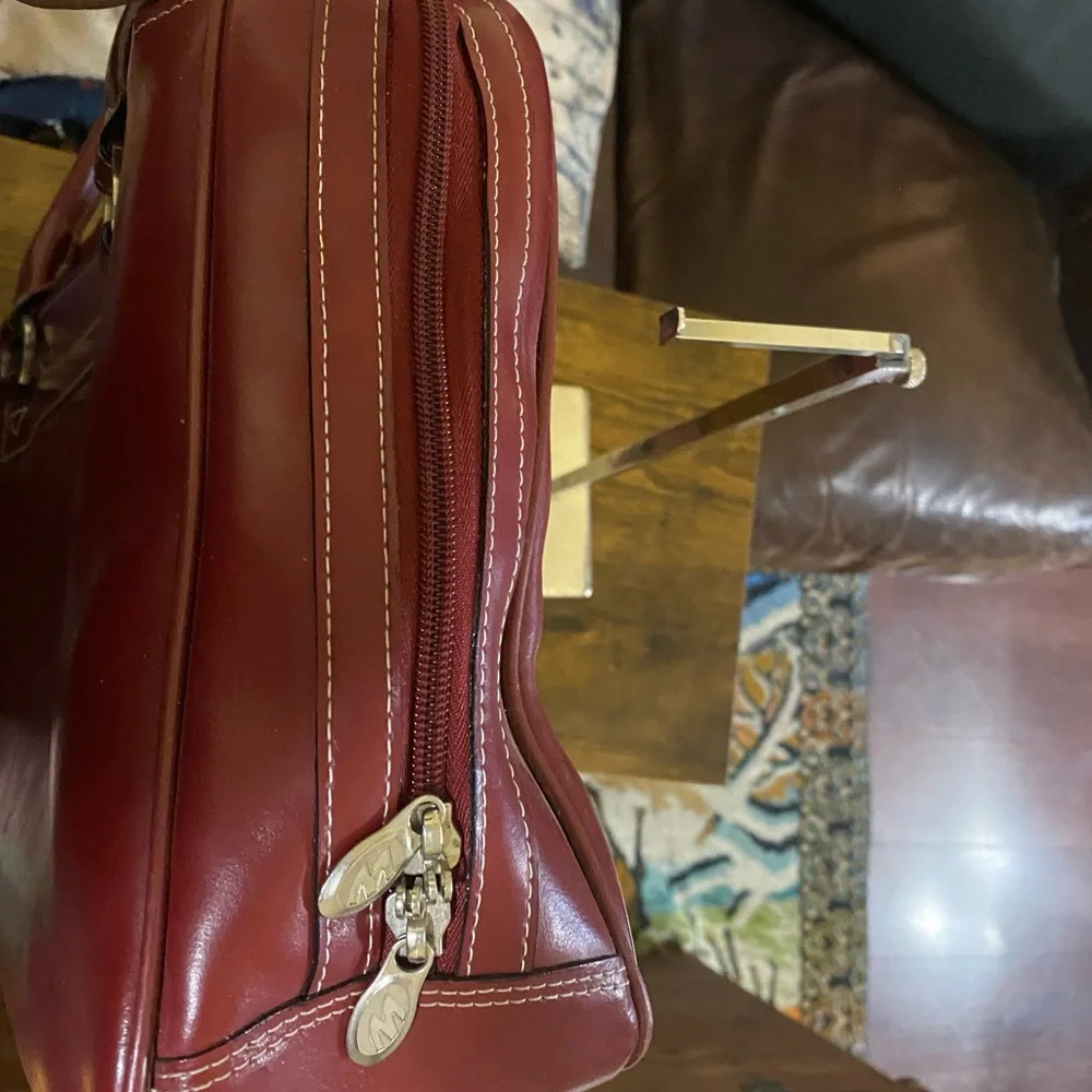McKlein Briefcase laptop Computer Burgundy Leather Bag unisex